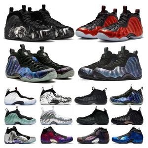 Heren Basketbalschoenen heren foamposite one pro penny hardaway Galaxy 2.0 Black Suede CDG x White White University Metallic Red USA Volt trainers Sport sneakers schoen