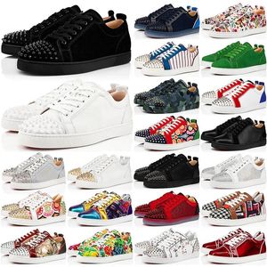 2023 New Designer Red Bottoms Casual Shoes Loafere Rivets Low Studed Designers Shoe christians Mens Women Fashion bottomes Trainers Eur 37-47 Big Size 13