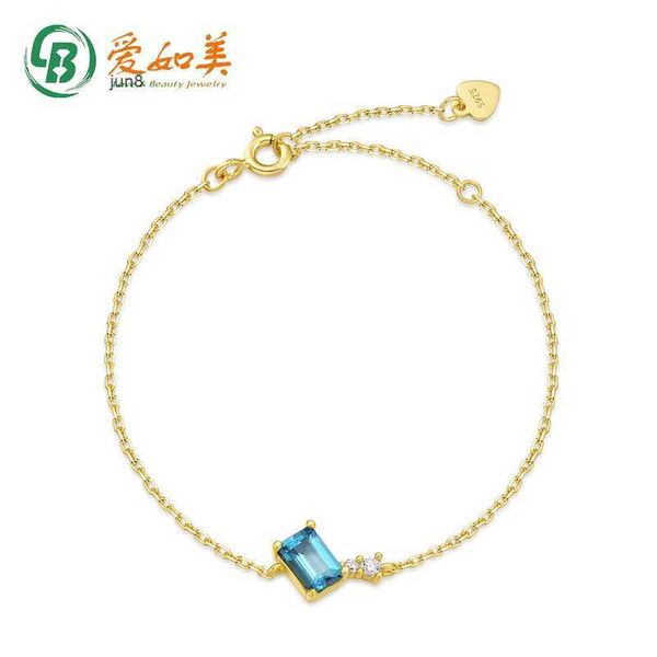 2023 Nouveaux bracelets de charme de bague de créateur Bracelet de style minimaliste japonais et coréen Femme S925 Silver Design Sentez-vous incrusté de pierre de topa bleu de Londres Pa9z