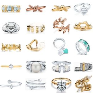 2023 Nouveau designer Ring TiffanyJewelry Ring Femme Bracelet Bracelet Silt Silver Coeur en forme de feuille de feuille Drip Glue Rague bijoux de haute qualité TiffanyJewelry DD67