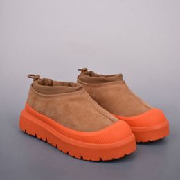 2023 Nieuwe designer schoenen Luxe merk heren en dames lage baothead set voet casual schoenen winter dikke zool mode wolbundel trekkoord zwart bruin