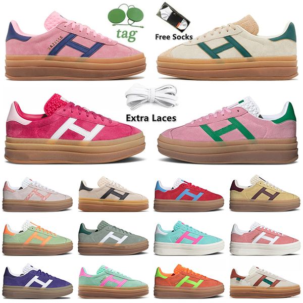 adidas Gazelle Bold Sapatos Mulher Platform Designer Shoes Cream Green Pink Gum White Black Sports Trainers OG Suede Leather Gazelles Sneakers【code ：L】