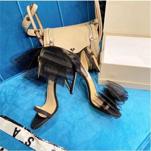 2023 Nieuwe Designer Summer Sandaal Jurk Shoes Dames Bow Trimed Stiletto Heel Party Bruiloft Bridal Fashion Brand Lady Pumps