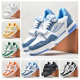 2023 nouveau Designer Trainer Sneaker Virgil Casual Chaussures Cuir de veau Abloh Noir Blanc Vert Rouge Bleu Cuir Superpositions Plate-forme Baskets Basses Taille 36-45