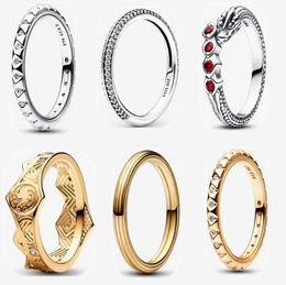 2023 nieuwe designer trouwringen voor dames mode luxe verlovingssieraden cadeau hoge kwaliteit diamanten diy fit pandoras tronen draak kroon ring met doos