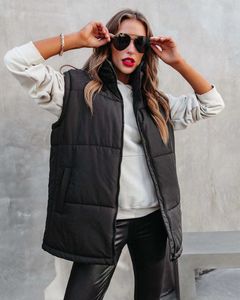 2023 Nieuwe Designer Dames Autumn en Winter Zipper Fashion Warm Coat Stand Stand Collar Cotton Padded Vest