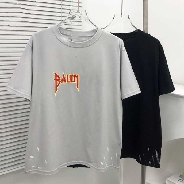 2023 Nueva camiseta de diseñador para mujer de gama alta 23 Summer High Edition Li Loose Simple Unisex Flash Letter Pareja Camiseta de manga de cuello redondo