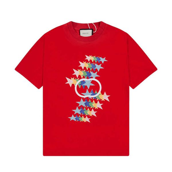 2023 Nouveau designer femmes t-shirt haut de gamme Chemise High Edition Famille Printemps Été 520 Série Spéciale Double Star Shine Imprimé Manches Guangzhou T-shirt pour Hommes Femmes