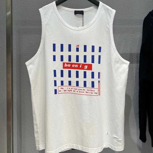 2023 Nouveau designer T-shirt haut de gamme Chemise différenciée marché haute édition rayures verticales manches imprimées unisexe décontracté sport débardeur