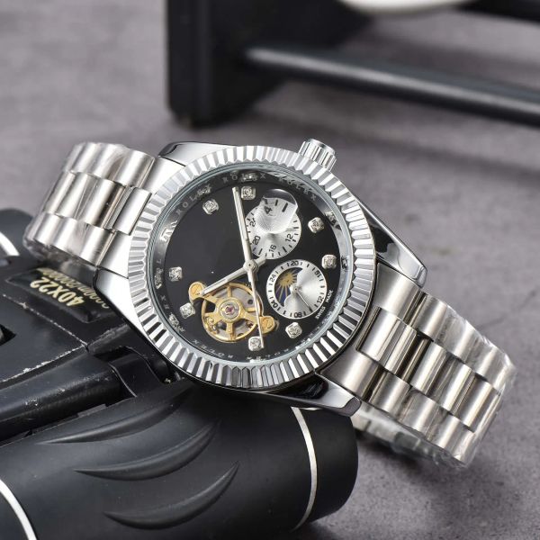 2023 nouveau designer Montres-bracelets Montre classique pour hommes tourbillon ultra-mince luxueux Mouvement mécanique automatique 40mm avec la phase de lune Montres de marque