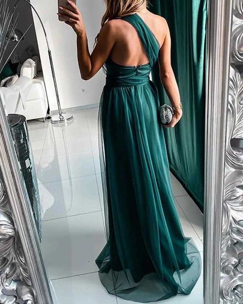 2023 nueva falda larga elegante ins para la cena vestido de tirantes de color liso para mujeres vestido de noche para niñasPopular