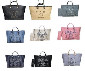 2023 nouveau broderie Logo tissu toile rayure Portable sac à provisions sac de plage une épaule chignon mère sac