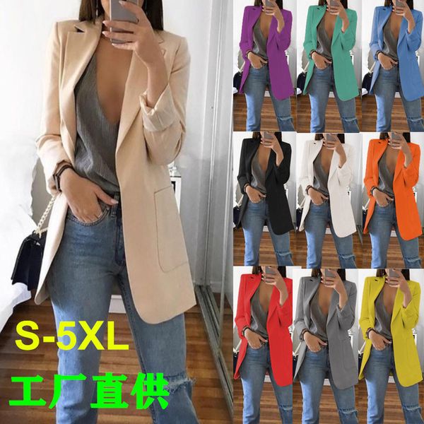 2023 nouvelle mode européenne américaine décontracté femmes costumes revers cou mince Cardigan tempérament Blazers femme printemps automne