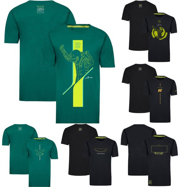 Camiseta de piloto de F1 para hombre, camiseta verde del equipo de Fórmula 1, marca deportiva de verano, pantalón corto informal de carreras, camiseta Unisex de manga, novedad de 2023