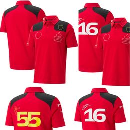 2023 Nieuwe F1 T-shirt Formule 1 Rood Team T-shirt Polo Shirts Driver 16 Nr. 55 Racing T-shirts Zomer Heren dames T-shirt