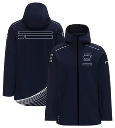 2023 Nouvelle veste à capuche de l'équipe F1 Formule 1 Racing Vestes coupe-vent à capuche Automne Hiver Veste imperméable à coque souple pour hommes Veste à glissière