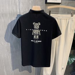 2023 nouvelle marque de mode été à manches courtes T-shirt hommes petit ours broderie impression Polo beau T-shirt style décontracté