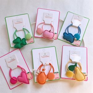 2023 Nieuwe mode Kinderstof Love Fruit Button Rubberen band Haar touw Koreaans zoete meid Princess Ponytail Hair Accessoires