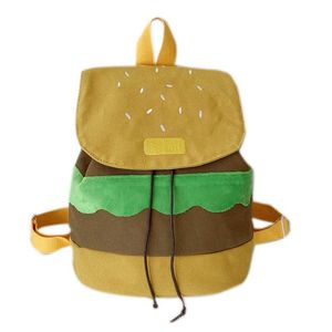 2023 New Fashion College Style Cartoon Cartoon Funny Personality Funny Hamburger Sac Soft Girl Backpack Schoolbag High Quality