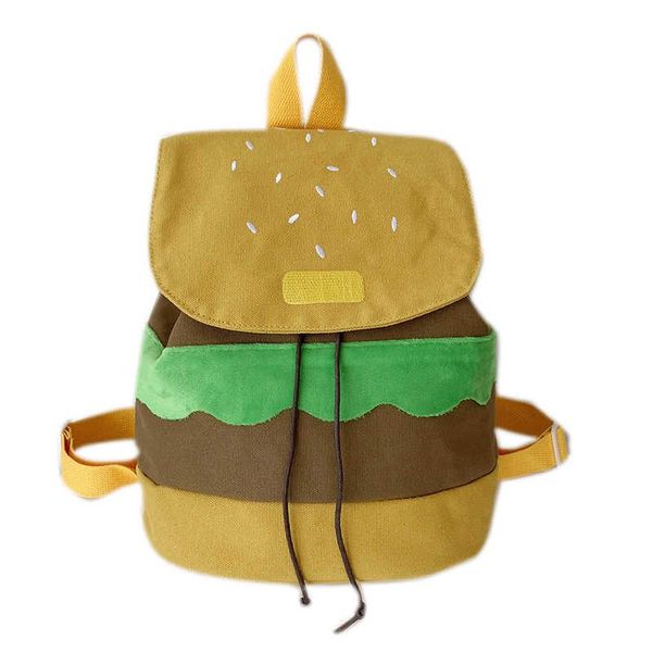 2023 nueva moda estilo universitario linda caricatura divertida personalidad divertida hamburguesa bolsa chica suave mochila escolar de alta calidad