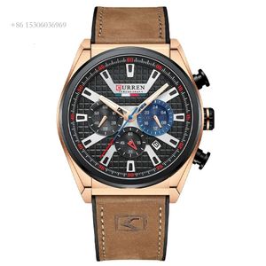 2023 Nieuwe Mode Curren 8392 Band Klassieke Heren Sport Retro Legering Case Lederen Horlogeband Horloge