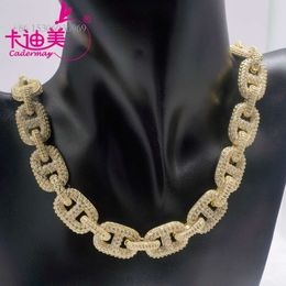 2023 Nieuwe Mode Hiphop 15Mm Breedte 20In Sier Gold Plating Varken Neus Moissanite Cubaanse Ketting