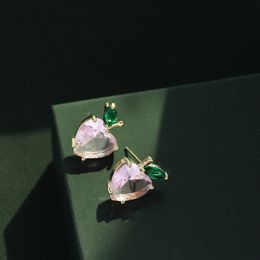 2023 nouvelle mode miel pêche coloré cristal boucles d'oreilles femmes marque 3A Zircon amour boucles d'oreilles charme femme mignon boucles d'oreilles mariage fête bijoux saint valentin cadeau