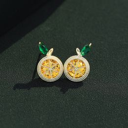 2023 Nouvelle Mode Citron Micro Incrusté Zircon Boucles D'oreilles Femmes Mignon Exquis Coloré 3A Zircon s925 Boucles D'oreilles En Argent Charme Femme De Luxe Boucles D'oreilles Bijoux Cadeau