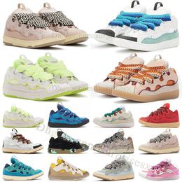 2023 Nieuwe Mode Mesh Weave Lace Up Casual Schoenen Roze Wit Fluorescerend Geel Wit Groen Roze Heren Dames Lederen Platformschoen Kalfsleer Reliëf Nappa Met Doos