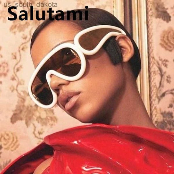2023 nouvelle mode une pièce bouclier Y2K lunettes de soleil pour femmes Vintage surdimensionné plat miroir lunettes de soleil femme Sexy carré nuances L230523