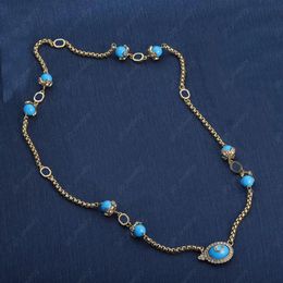 2023 nouvelle mode pendentif colliers bleu résine lettre designer colliers femmes 40CM laiton matériel de haute qualité avec boîte
