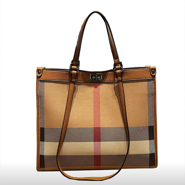 2023 nouvelle mode senior sens plaid grande capacité unique sac à bandoulière sac à main femme fourre-tout grand sac en cuir sac