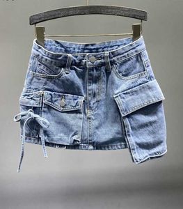 2023 nieuwe Mode Rokken Onregelmatige Pocket Cargo Denim Rok Vrouwen Kleding Zomer Sexy A lijn Hip Vrouwelijke Bodems Streetwear