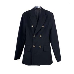 Veste noire à manches longues pour femmes, nouvelle mode, avec poches, vêtements d'extérieur, manteau solide élégant avec bouton, haut pour femmes, 2023