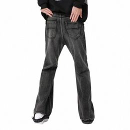 2023 nouveau Fi talon trou mer noir Baggy hommes Flare jean pantalon droit Hip Hop jambe large Denim pantalon Pantales Hombre 753b #