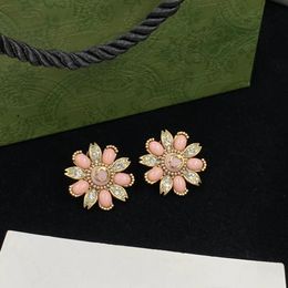 Boucles d'oreilles florales pour femmes, Vintage, en laiton, marque de styliste, bijoux cadeaux de fête de mariage, nouvelle collection 2023