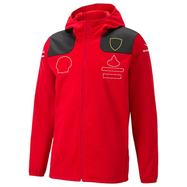 2023 Nouvelle veste à capuche de Formule 1 F1 Team Red Softshell Jacket Site officiel Même veste à glissière pour fan de course Automne Hiver Hoodie210v