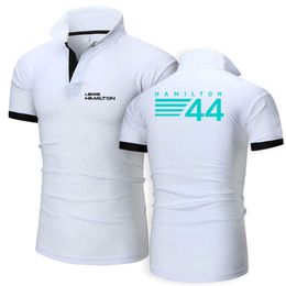 2023 Nieuwe Formule 1 Heren Polo F1 Team Korte Mouw Merk Driver Lewis Hamilton Digital 44 Print Shirt Zomer Katoen Casual Revers Persoonlijkheid Tops Custom Naam