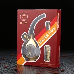 2023 Nieuwe gouden en zilveren mini Plastic Hookah Set Water Pijpen Roken Herb Tabak Waterpijp tabak