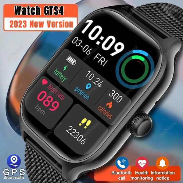Reloj inteligente GTS4 para hombre y mujer, pulsera deportiva con esfera personalizada, llamada de voz, rastreador GPS, resistente al agua, para Xiaomi, Huawei, iOS, novedad de 2023