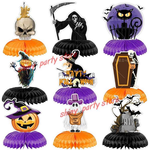 2023 Nouveau Halloween Honeycomb Décoration Western Ghost Festival Party Decor Ballon Fournitures Death Skull Design Parti Plate-forme HKD230829