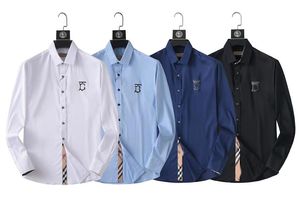 2023 nouvelle chemise haut de gamme pour hommes broderie coton mercerisé repassage gratuit couleur unie décontracté affaires chemise à manches longues M-XXXLA88