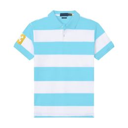 2023 New High Quality 1000% Cotton Polos Men's Pony Logo Brodé Short Sleeve Stripes