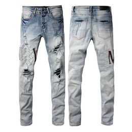 M Nouveaux jeans de haute qualité déchirés et déchirés pantalons de moto Slim Fit Jeans de moto Jeans Designer pour hommes Taille 28-40 # 18