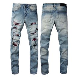 M Nouveaux jeans de haute qualité déchirés et déchirés pantalons de moto Slim Fit Jeans de moto Jeans Designer pour hommes Taille 28-40 # 17