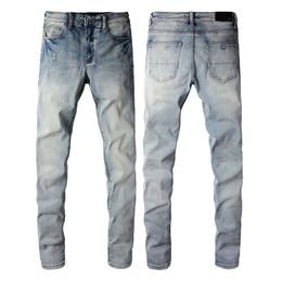 M New High quality Jeans Rasgados y rasgados pantalones de moto Slim Fit Jeans de moto Jeans de diseñador para hombre Tamaño 28-40 M # 19