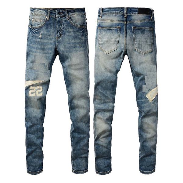 2023 Nuevos jeans de alta calidad, pantalones de motocicleta hechos jirones y rasgados, jeans ajustados para motocicleta, jeans de diseñador para hombres, tamaño 28-40 # 16