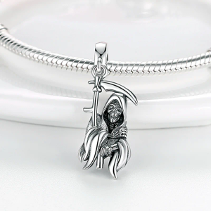 Breloque en argent Sterling de haute qualité, pendentif de perles, crâne dangereux d'halloween, œil du diable, sorcière, nouveauté 2023