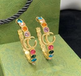 2023 Nouveau cerceau Color Diamond Hoop Huggie Oreadings Aretes Orecchini Fashion Personality Grand Cercle Moucles d'oreilles pour femmes