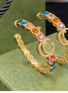 2023 nieuwe hoepel kleur diamant hoepel Huggie oorbellen aretes orecchini mode persoonlijkheid grote cirkel oorbellen dames bruiloft partij ontwerper sieraden paty geschenken tt